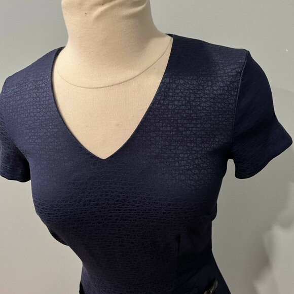 Nora Gardner Welt Pocketed Textured Short Sleeve Dress - Navy - Picture 4 of 8
